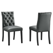 Modway Duchess Solid Wood and Vinyl Dining Chairs in Gray (Set of 2)
