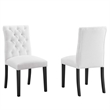 Modway Duchess Polyester Fabric and Solid Wood Dining Chair in White (Set of 2)