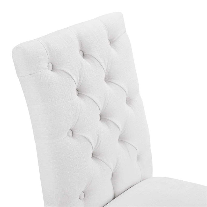 Modway Duchess Polyester Fabric and Solid Wood Dining Chair in White (Set of 2)