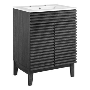 Modway Render Modern Style Wood Bathroom Vanity in Charcoal/White
