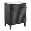 Modway Render Modern Style Wood Bathroom Vanity in Charcoal/White