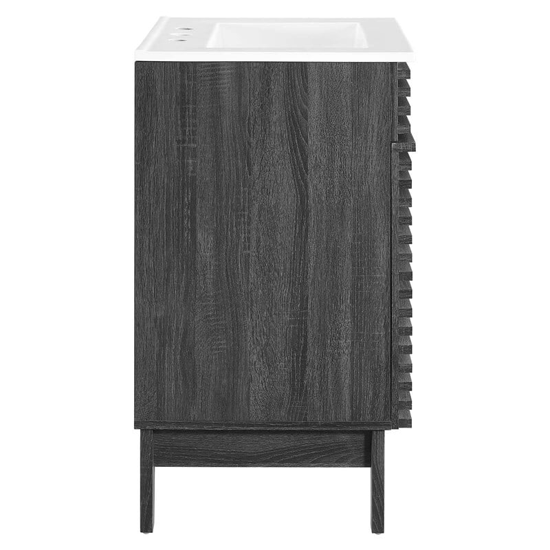 Modway Render Modern Style Wood Bathroom Vanity in Charcoal/White