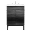 Modway Render Modern Style Wood Bathroom Vanity in Charcoal/White