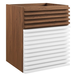 Modway Render 17&quot MDF Wood Wall-Mount Bathroom Vanity Cabinet in White/Walnut