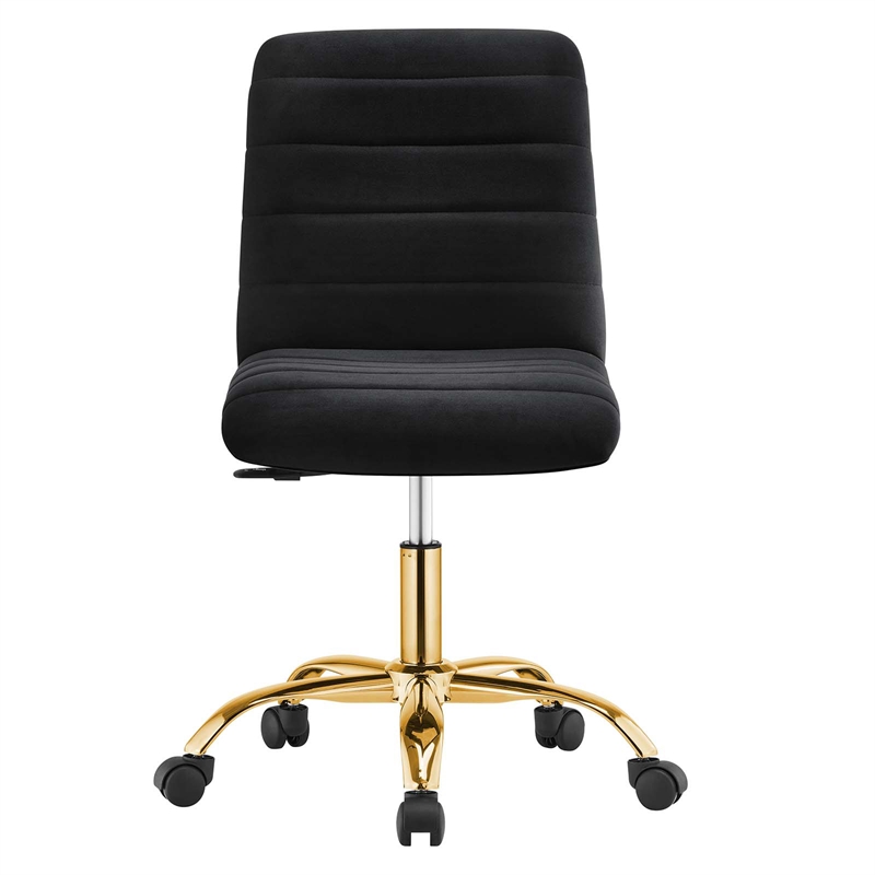 Modway Ripple Performance Velvet Office Armless Chair in Gold/Black