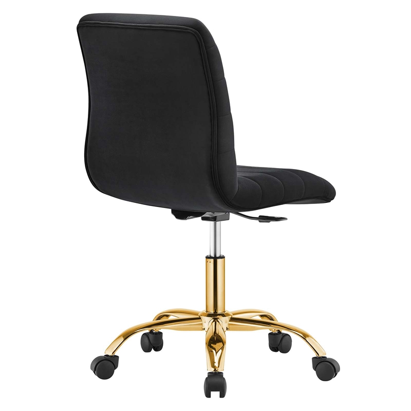 Modway Ripple Performance Velvet Office Armless Chair in Gold/Black