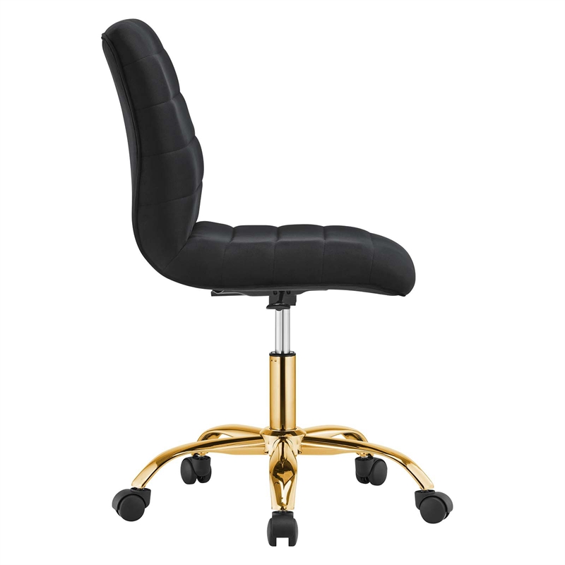Modway Ripple Performance Velvet Office Armless Chair in Gold/Black