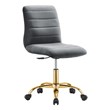 Modway Ripple Performance Velvet Office Armless Chair in Gold/Gray
