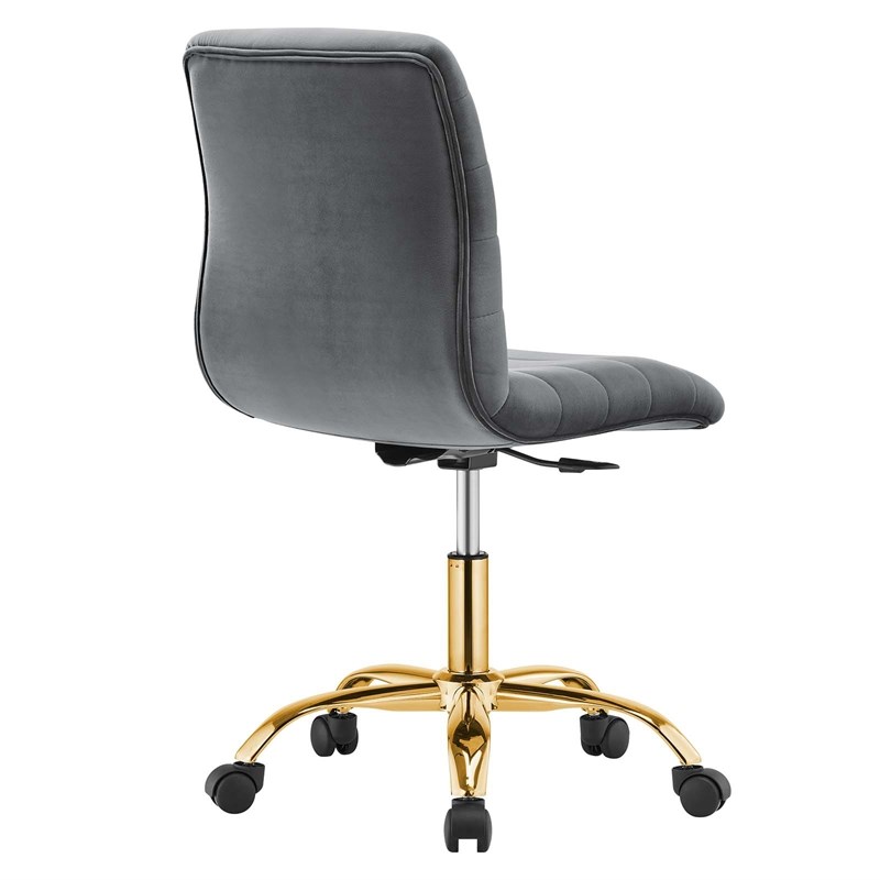 Modway Ripple Performance Velvet Office Armless Chair in Gold/Gray