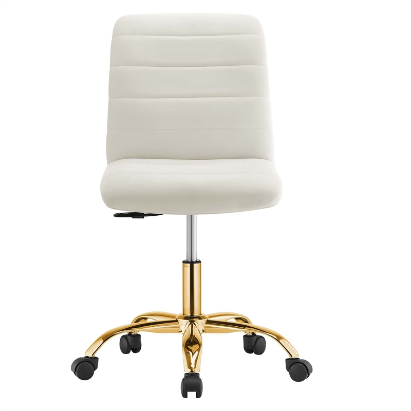 Modway Ripple Performance Velvet Office Armless Chair in Gold/Ivory