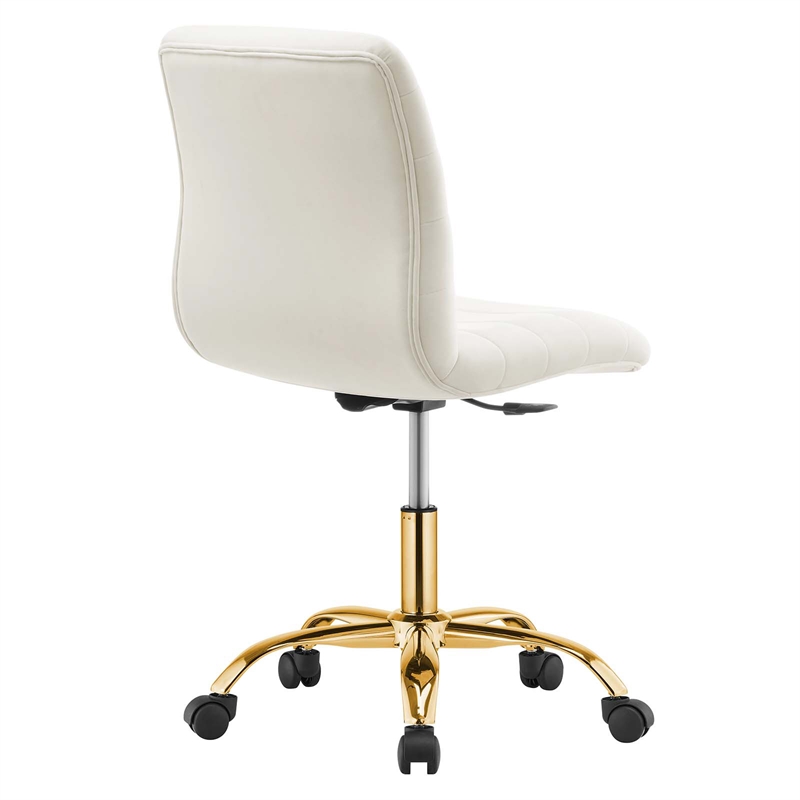 Modway Ripple Performance Velvet Office Armless Chair in Gold/Ivory