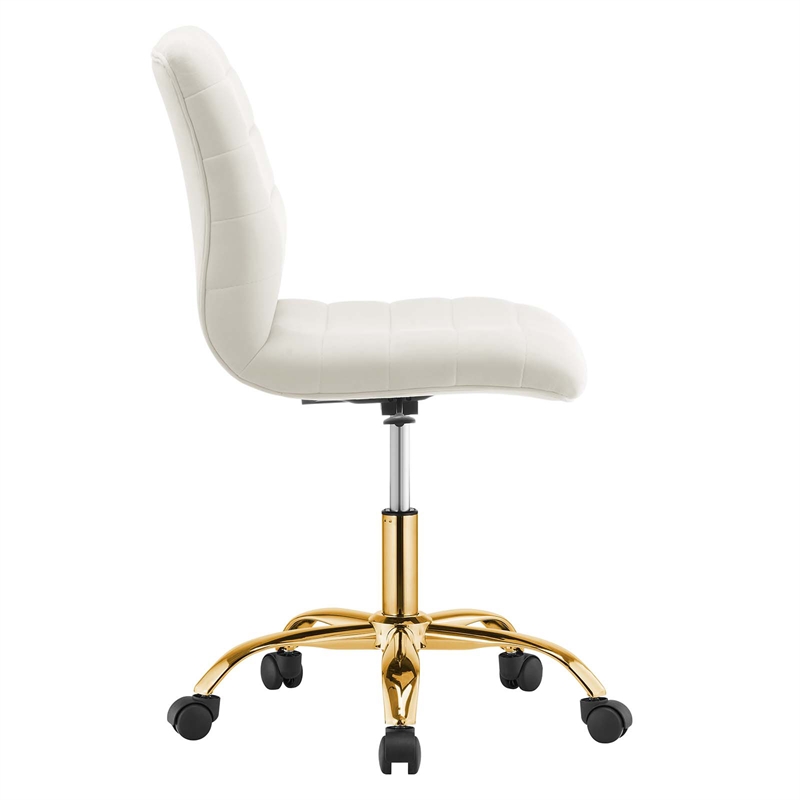 Modway Ripple Performance Velvet Office Armless Chair in Gold/Ivory