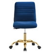 Modway Ripple Performance Velvet Office Armless Chair in Gold/Navy