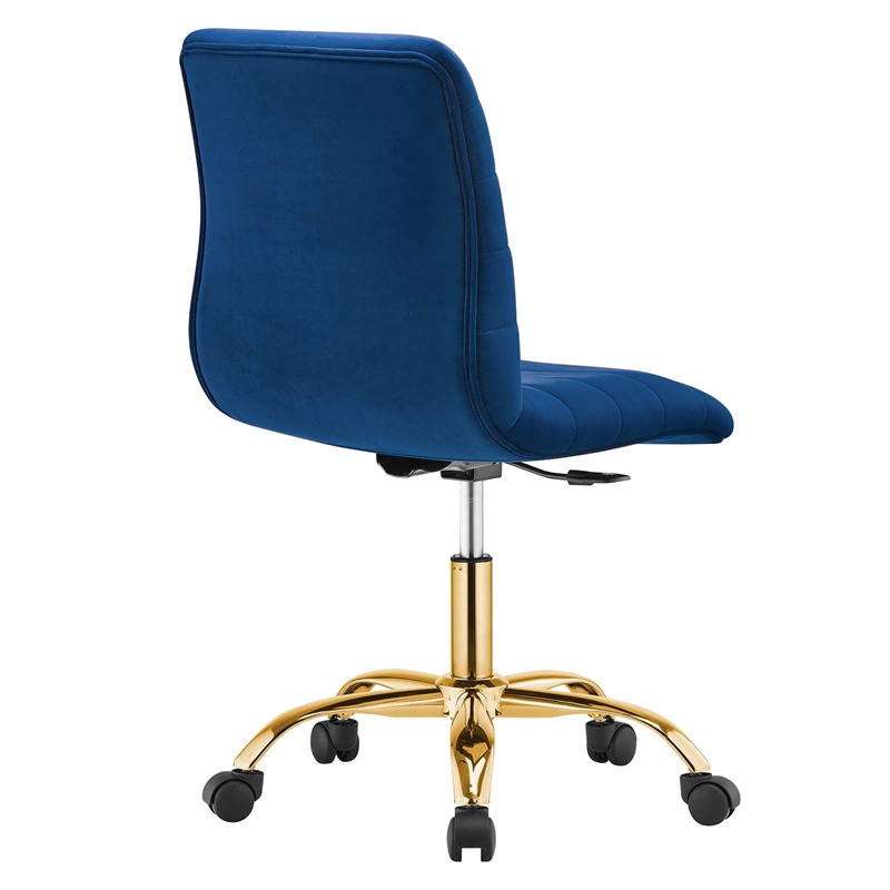 Modway Ripple Performance Velvet Office Armless Chair in Gold/Navy