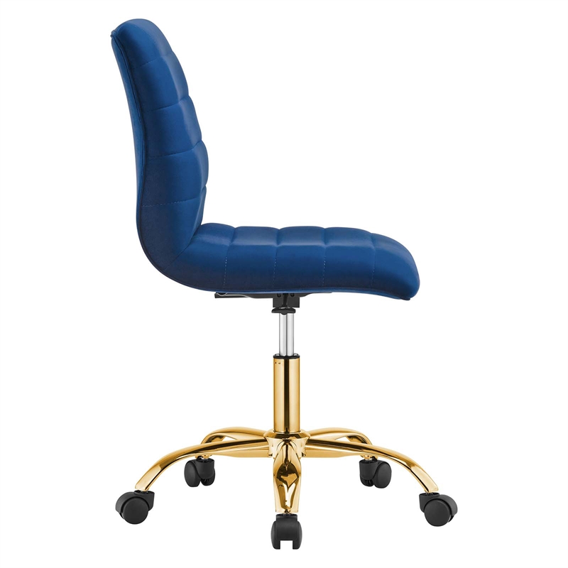 Modway Ripple Performance Velvet Office Armless Chair in Gold/Navy