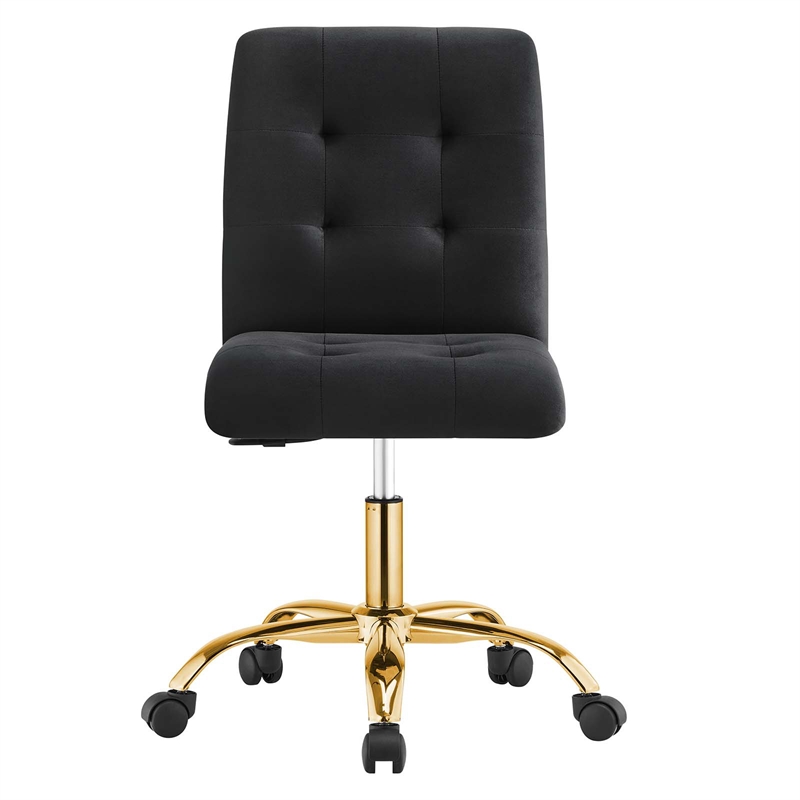 Modway Prim Metal and Performance Velvet Office Armless Chair in Gold/Black
