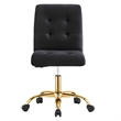 Modway Prim Metal and Performance Velvet Office Armless Chair in Gold/Black