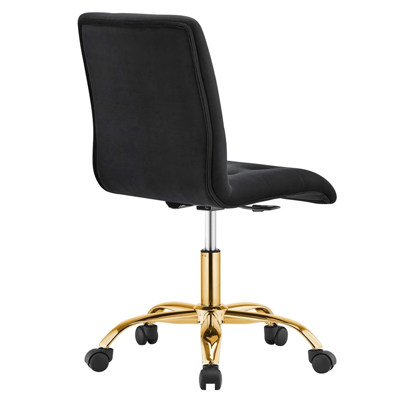 Modway Prim Metal and Performance Velvet Office Armless Chair in Gold/Black