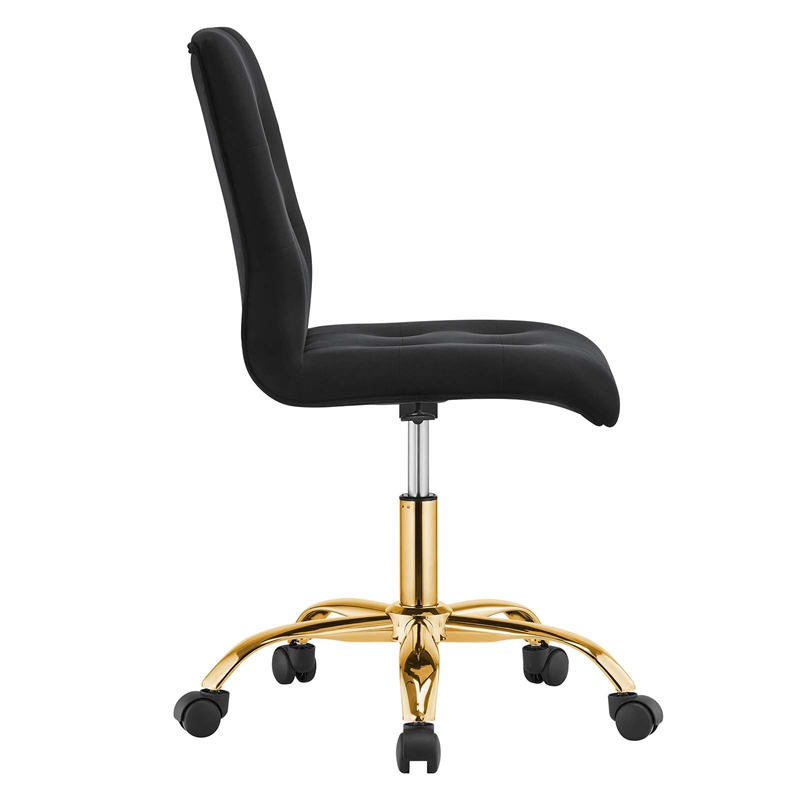 Modway Prim Metal and Performance Velvet Office Armless Chair in Gold/Black