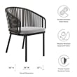 Modway Harbor Aluminum and Fabric Outdoor Armchair in Charcoal Gray