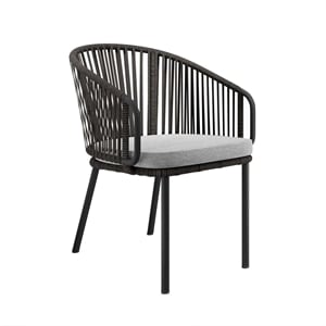 Modway Harbor Aluminum and Fabric Outdoor Armchair in Charcoal Gray