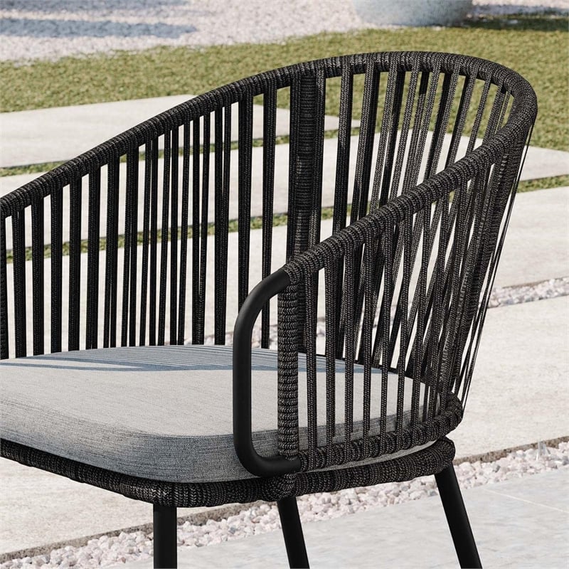 Modway Harbor Aluminum and Fabric Outdoor Armchair in Charcoal Gray