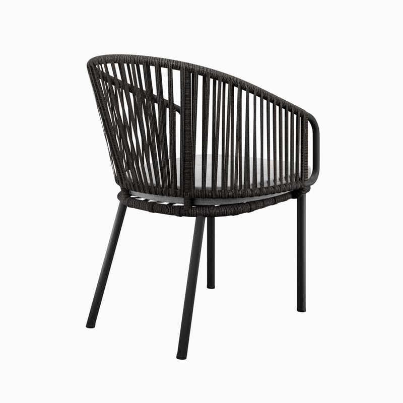 Modway Harbor Aluminum and Fabric Outdoor Armchair in Charcoal Gray