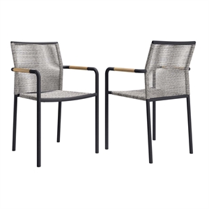 Modway Serenity Aluminum Outdoor Patio Armchairs in Light Gray (Set of 2)