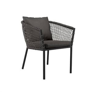 Modway Sailor Aluminum and Fabric Outdoor Patio Dining Armchair in Charcoal