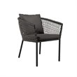 Modway Sailor Aluminum and Fabric Outdoor Patio Dining Armchair in Charcoal