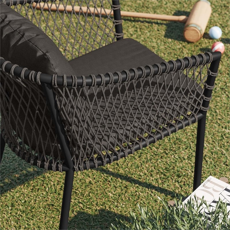 Modway Sailor Aluminum and Fabric Outdoor Patio Dining Armchair in Charcoal