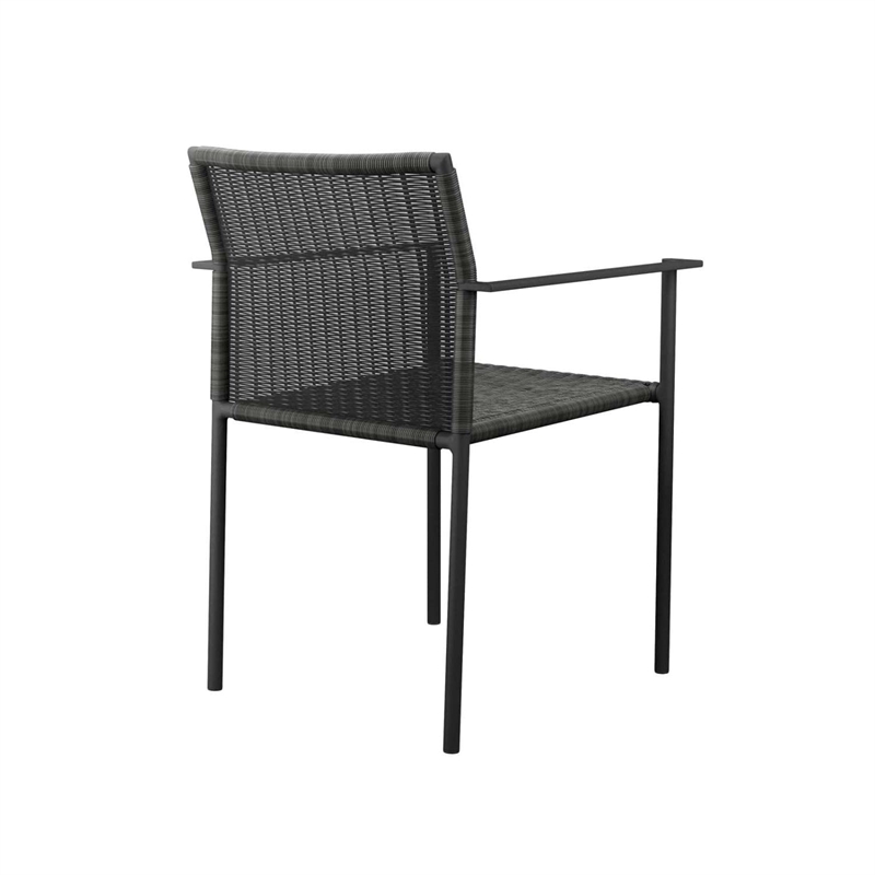 Modway Lagoon Wicker Rattan Outdoor Dining Armchairs in Charcoal (Set of 2)