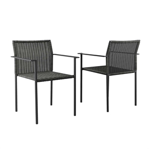 Modway Lagoon Wicker Rattan Outdoor Dining Armchairs in Charcoal (Set of 2)