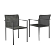 Modway Lagoon Wicker Rattan Outdoor Dining Armchairs in Charcoal (Set of 2)