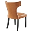 Modway Curve Solid Wood and Vegan Leather Dining Chair in Tan