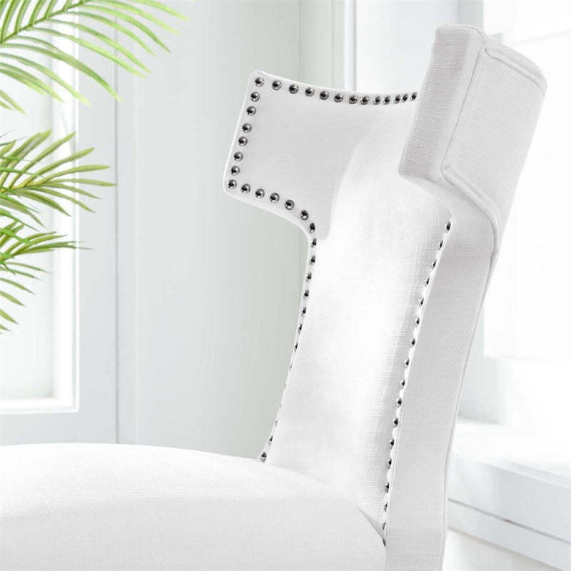 Modway Curve Solid Wood and Polyester Fabric Dining Chair in White
