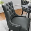 Modway Regent Solid Wood and Tufted Vegan Leather Dining Chair in Gray