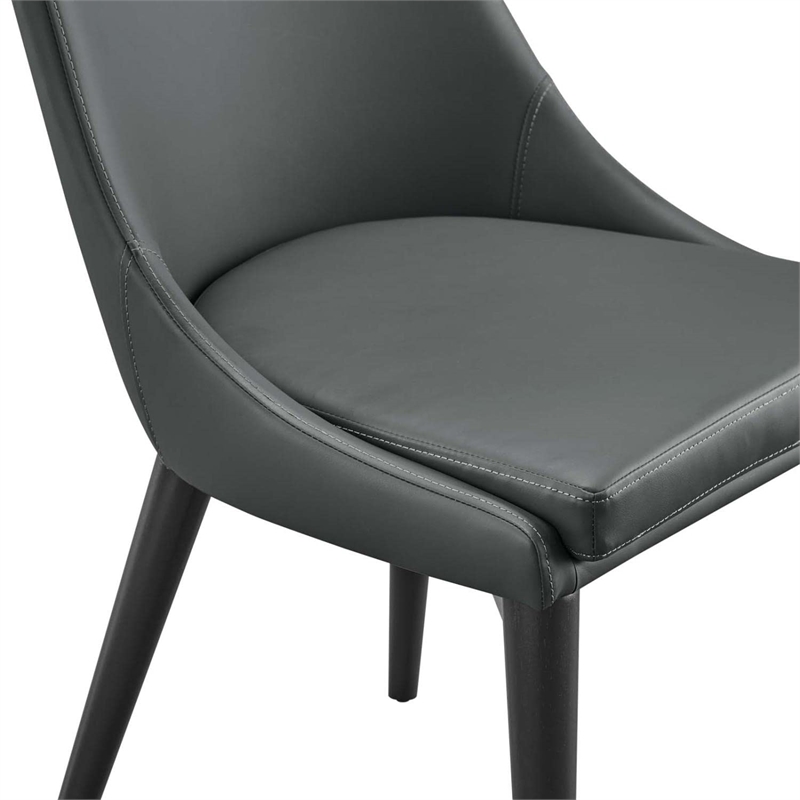 Modway Viscount Solid Wood and Vegan Leather Dining Chair in Gray