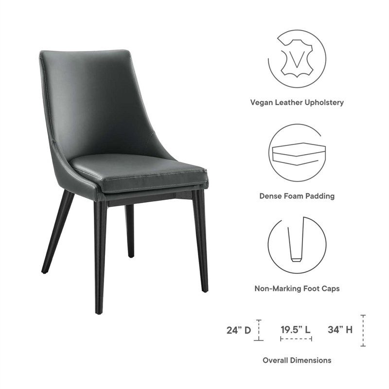 Modway Viscount Solid Wood and Vegan Leather Dining Chair in Gray