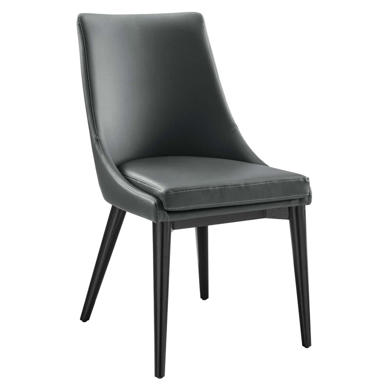 Modway Viscount Solid Wood and Vegan Leather Dining Chair in Gray
