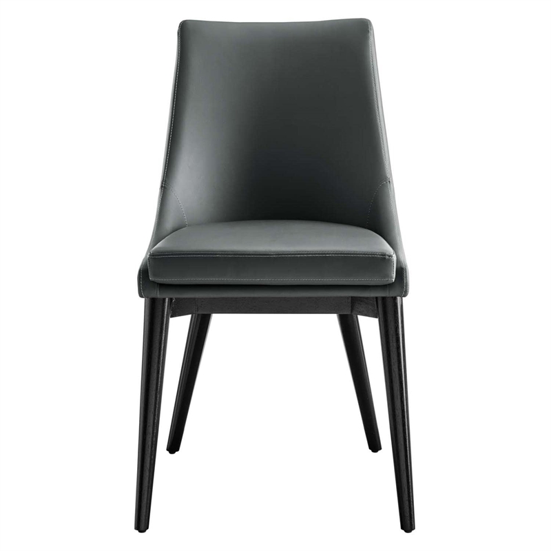 Modway Viscount Solid Wood and Vegan Leather Dining Chair in Gray