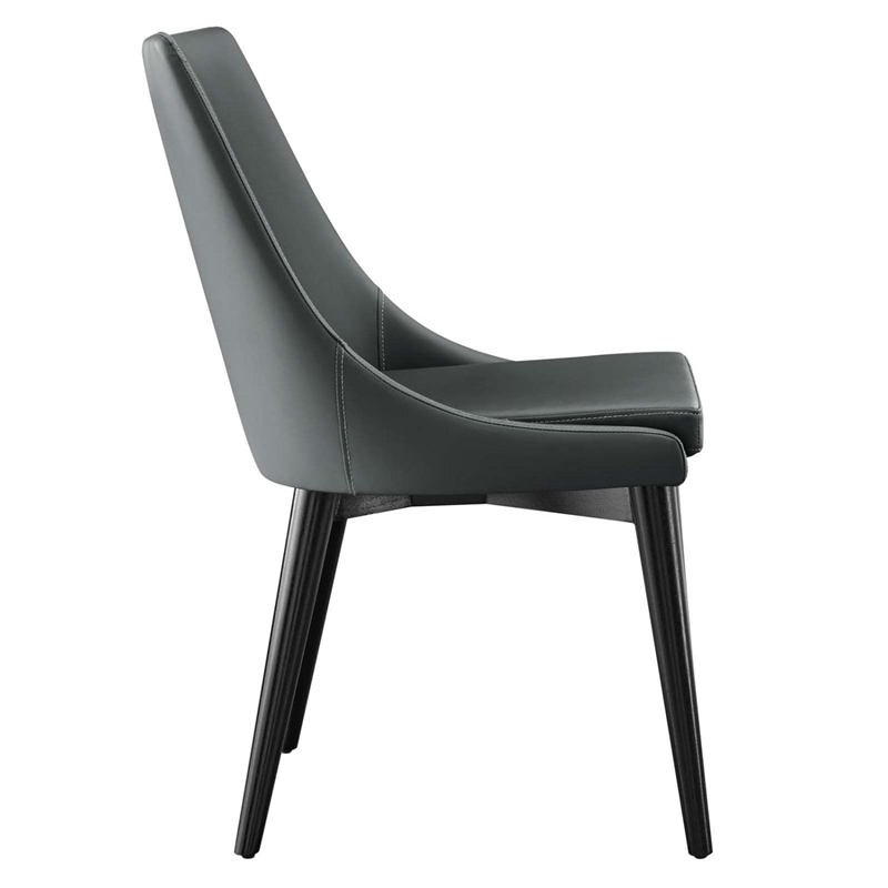 Modway Viscount Solid Wood and Vegan Leather Dining Chair in Gray