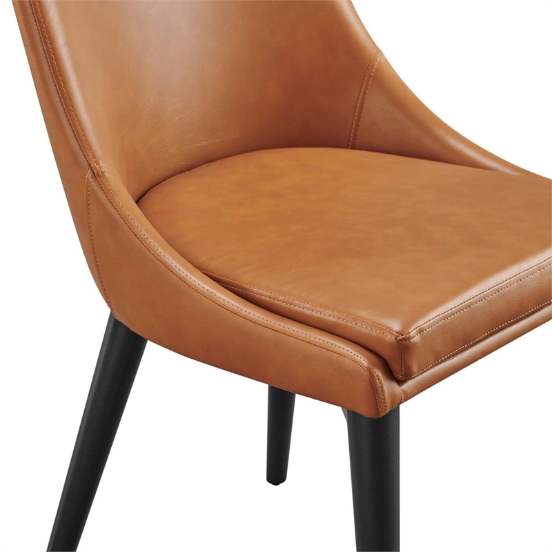 Modway Viscount Solid Wood and Vegan Leather Dining Chair in Tan