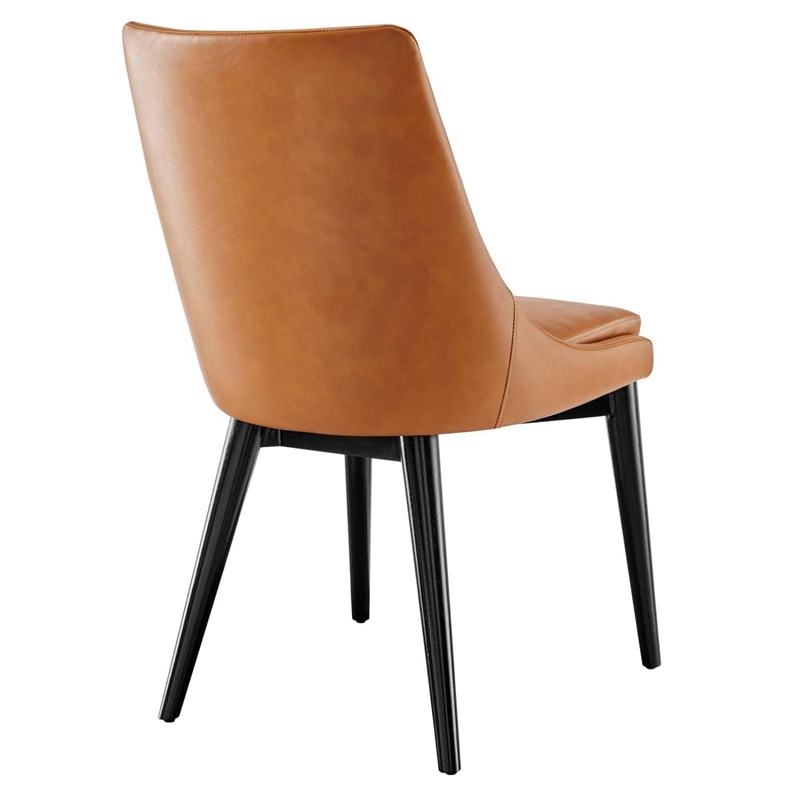 Modway Viscount Solid Wood and Vegan Leather Dining Chair in Tan