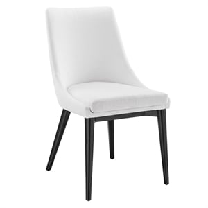 Modway Viscount Polyester Fabric and Solid Wood Dining Chair in White