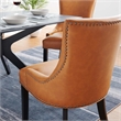 Modway Marquis Solid Wood and Vegan Leather Dining Chair in Tan
