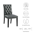 Modway Duchess Solid Wood and Button Tufted Vegan Leather Dining Chair in Gray