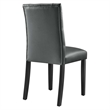 Modway Duchess Solid Wood and Button Tufted Vegan Leather Dining Chair in Gray