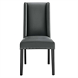 Modway Baron Solid Wood and Vegan Leather Dining Chair in Gray