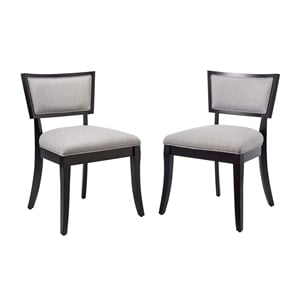 Modway Pristine Solid Wood and Fabric Dining Chairs in Light Gray (Set of 2)